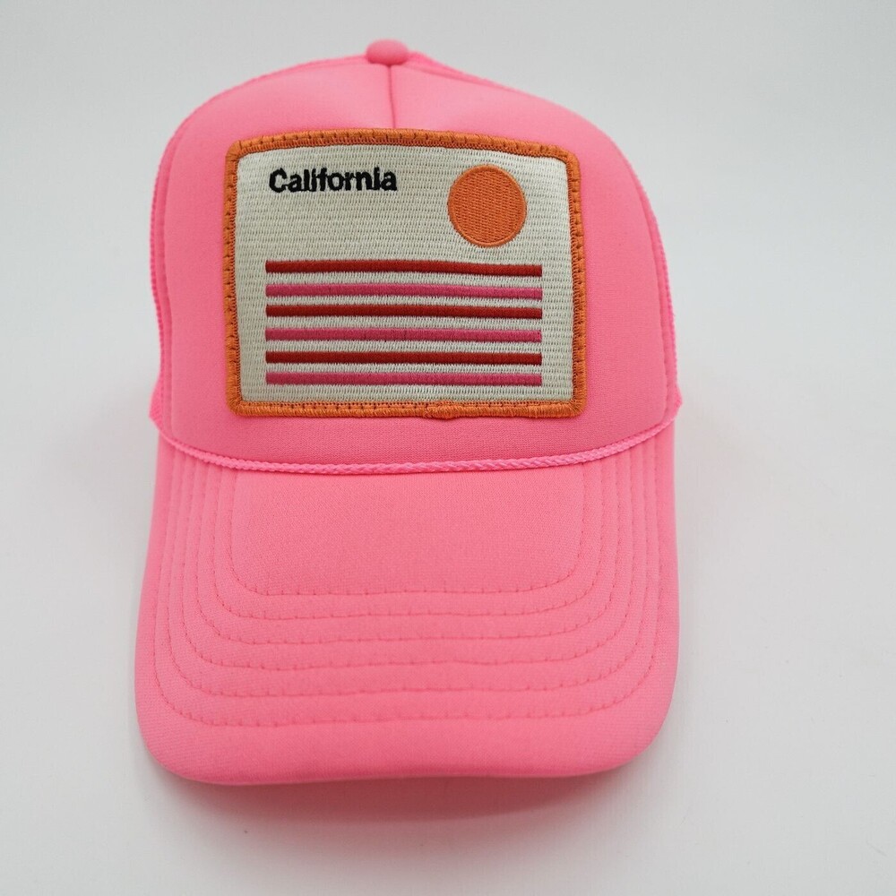 Friday Feelin Hat CaP Womens One Size Pink Graphic California Trucker Snapback
